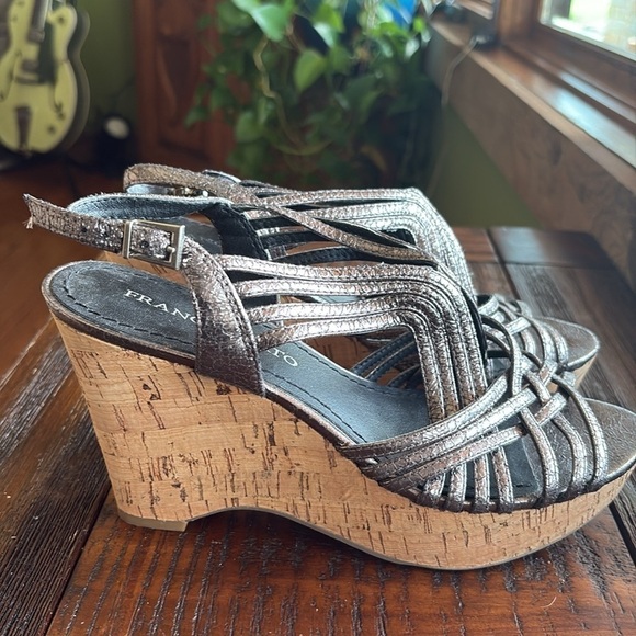 Franco Sarto Women's Artemis Metallic Pewter Heels Strappy Platform Sandals 9 M - Picture 5 of 11